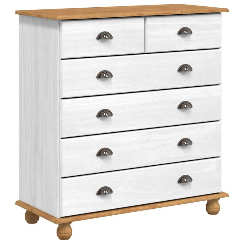 vidaXL Fiókos Szekrény fiókkal Fehér 91 x 40 x 95.5 cm Tömör fenyőfa