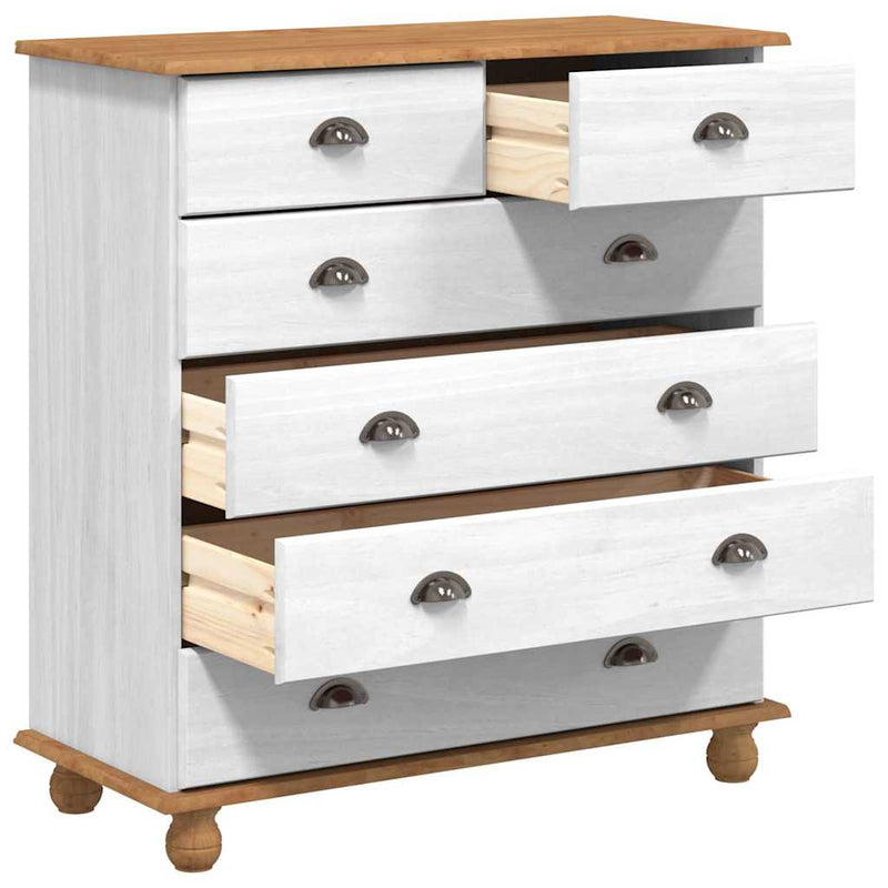vidaXL Fiókos Szekrény fiókkal Fehér 91 x 40 x 95.5 cm Tömör fenyőfa