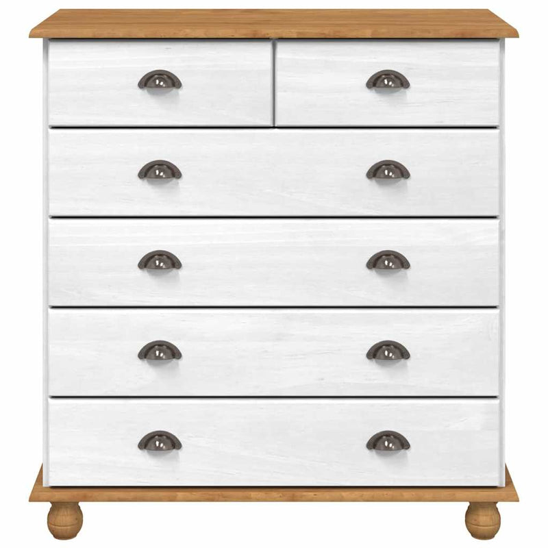 vidaXL Fiókos Szekrény fiókkal Fehér 91 x 40 x 95.5 cm Tömör fenyőfa