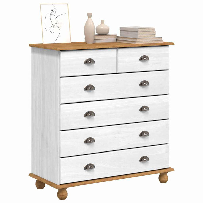 vidaXL Fiókos Szekrény fiókkal Fehér 91 x 40 x 95.5 cm Tömör fenyőfa