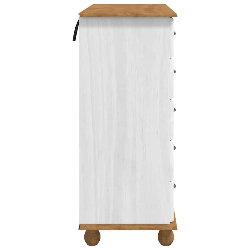 vidaXL Fiókos Szekrény fiókkal Fehér 91 x 40 x 95.5 cm Tömör fenyőfa