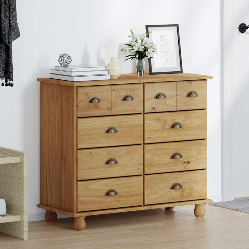 vidaXL Fiókos Szekrény fiókkal Barna 91 x 40 x 79 cm Tömör fenyőfa