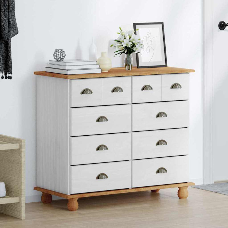 vidaXL Fiókos Szekrény fiókkal Fehér 91 x 40 x 79 cm Tömör fenyőfa
