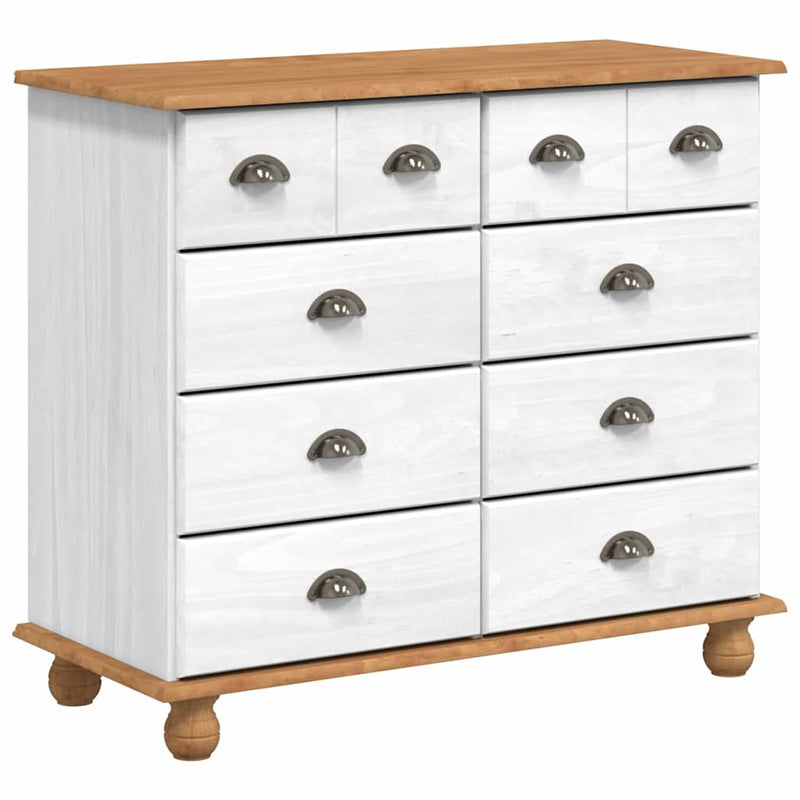 vidaXL Fiókos Szekrény fiókkal Fehér 91 x 40 x 79 cm Tömör fenyőfa