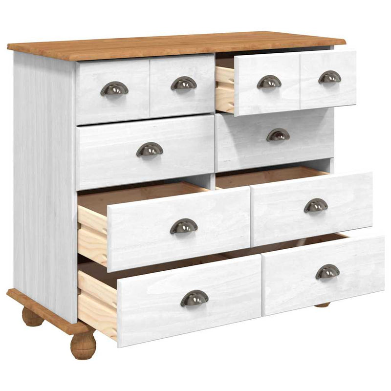 vidaXL Fiókos Szekrény fiókkal Fehér 91 x 40 x 79 cm Tömör fenyőfa