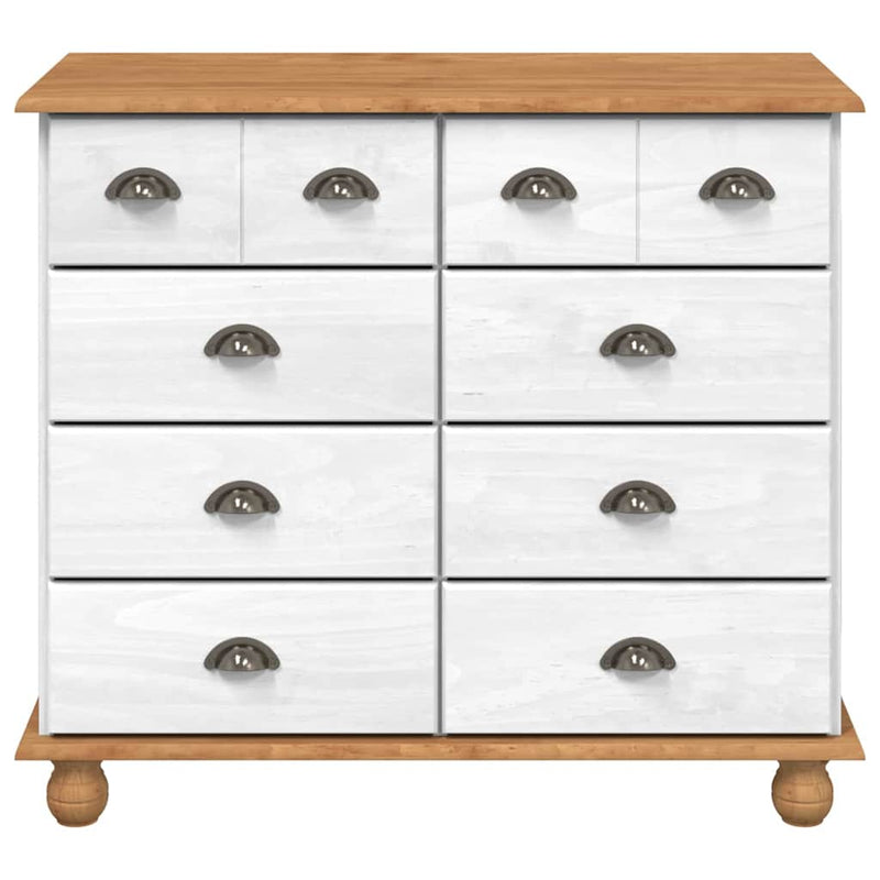 vidaXL Fiókos Szekrény fiókkal Fehér 91 x 40 x 79 cm Tömör fenyőfa