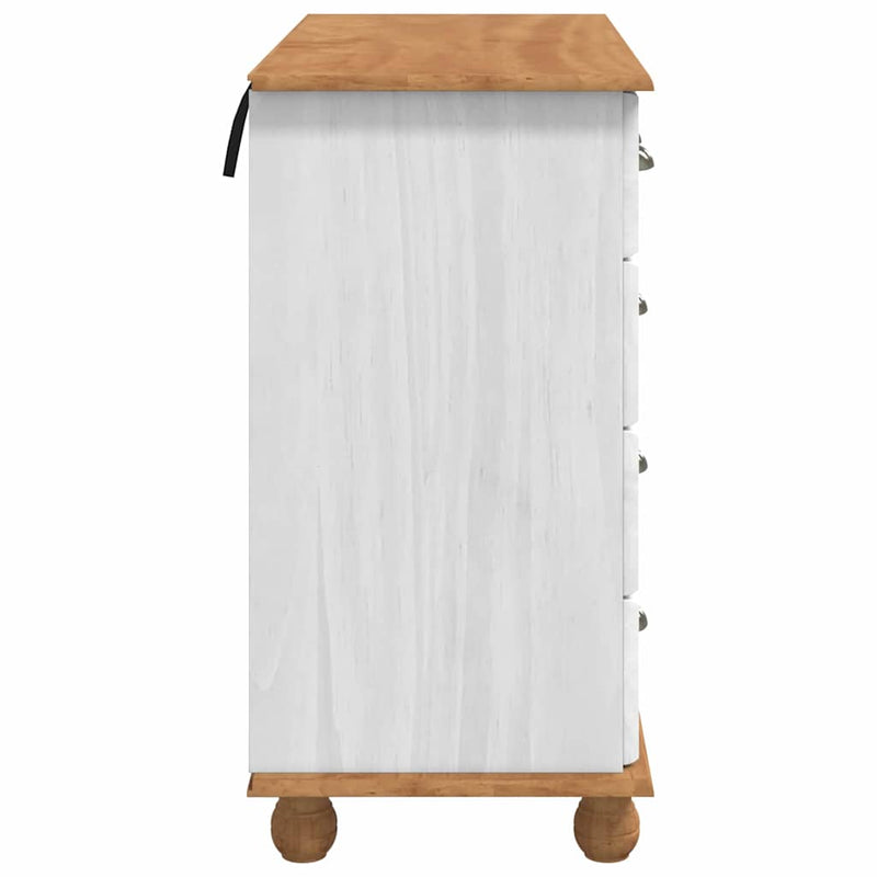 vidaXL Fiókos Szekrény fiókkal Fehér 91 x 40 x 79 cm Tömör fenyőfa
