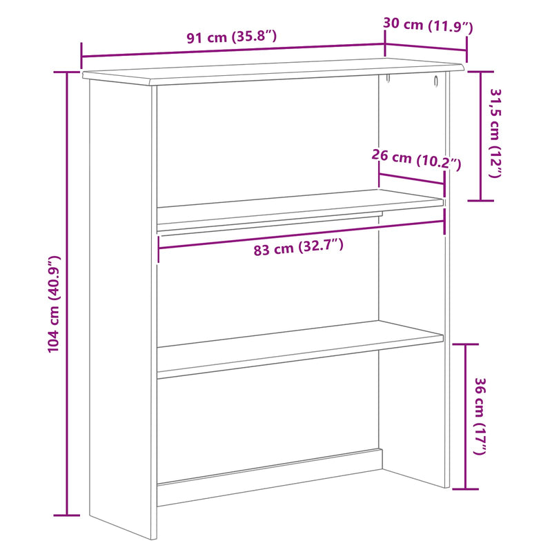 vidaXL Kagy ASKIM Fehér 91 x 30 x 104 cm Tömör fenyőfa