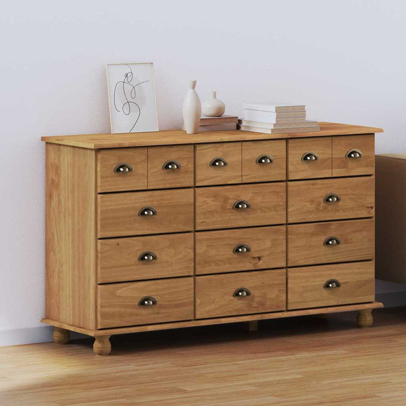 vidaXL Fiókos Szekrény fiókkal Barna 79 x 40 x 133.5 cm Tömör fenyőfa