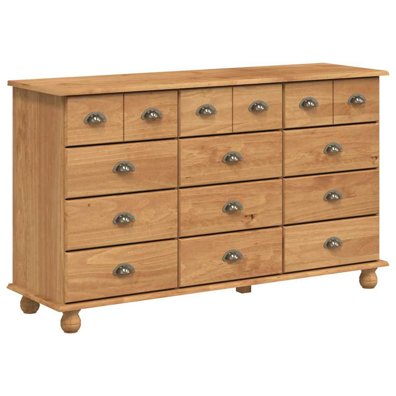 vidaXL Fiókos Szekrény ASKIM Barna 79 x 40 x 133.5 cm Tömör fenyőfa