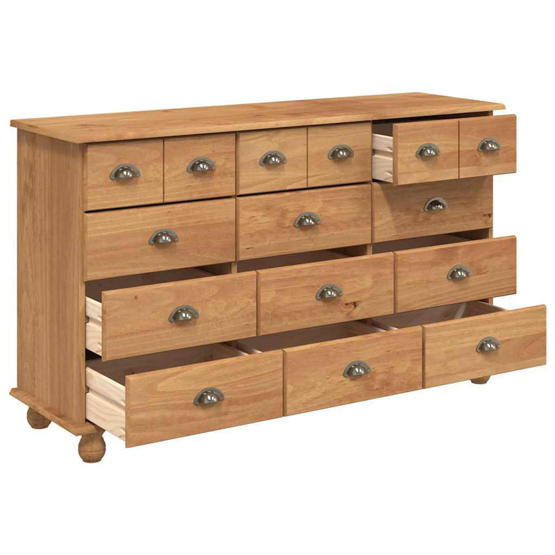 vidaXL Fiókos Szekrény ASKIM Barna 79 x 40 x 133.5 cm Tömör fenyőfa