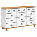 vidaXL Fiókos Szekrény ASKIM Fehér 79 x 40 x 133,5 cm Tömör fenyőfa