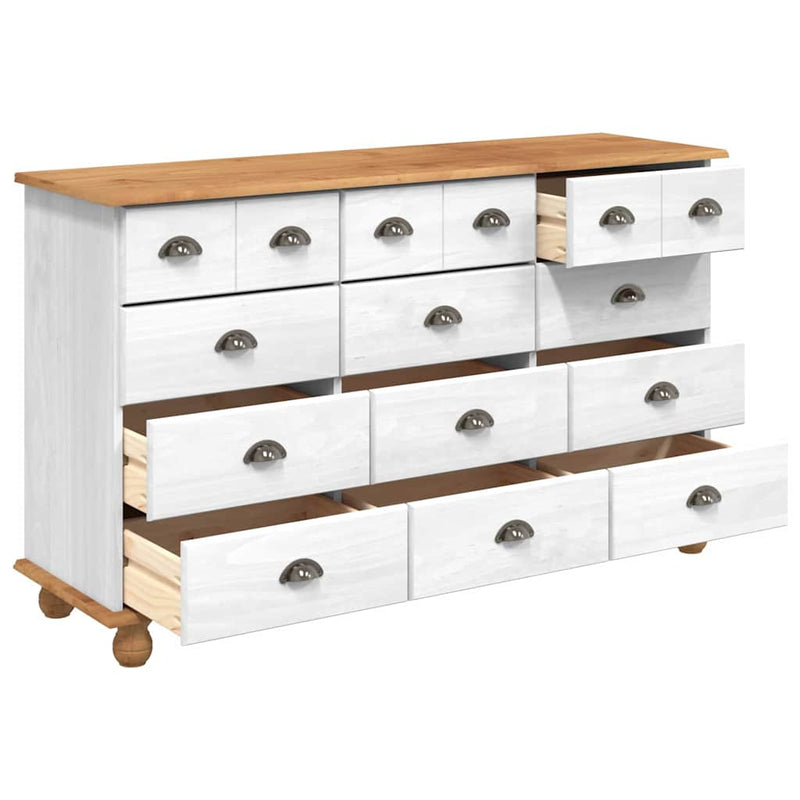 vidaXL Fiókos Szekrény fiókkal Fehér 79 x 40 x 133.5 cm Tömör fenyőfa