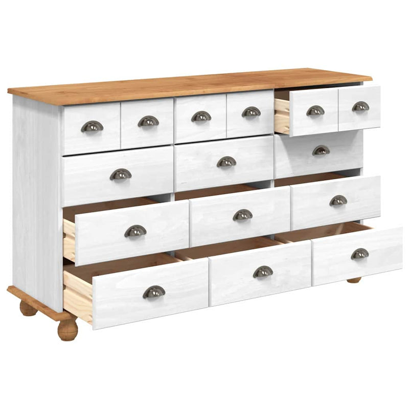 vidaXL Fiókos Szekrény ASKIM Fehér 79 x 40 x 133.5 cm Tömör fenyőfa