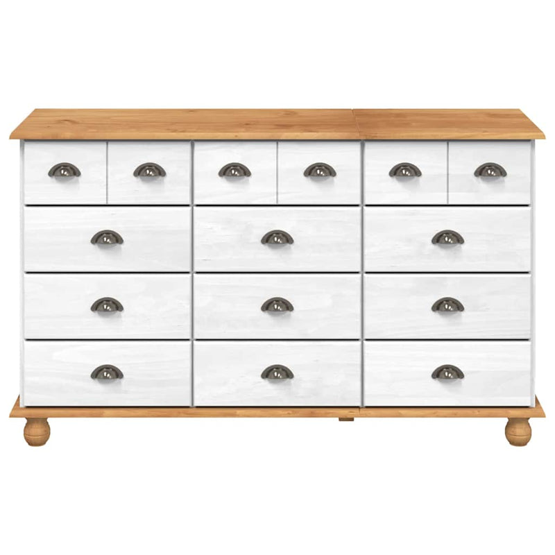 vidaXL Fiókos Szekrény ASKIM Fehér 79 x 40 x 133.5 cm Tömör fenyőfa