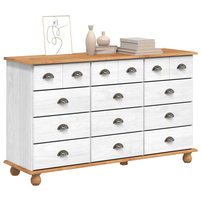 vidaXL Fiókos Szekrény fiókkal Fehér 79 x 40 x 133.5 cm Tömör fenyőfa