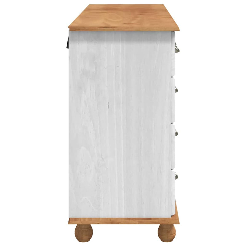vidaXL Fiókos Szekrény fiókkal Fehér 79 x 40 x 133.5 cm Tömör fenyőfa