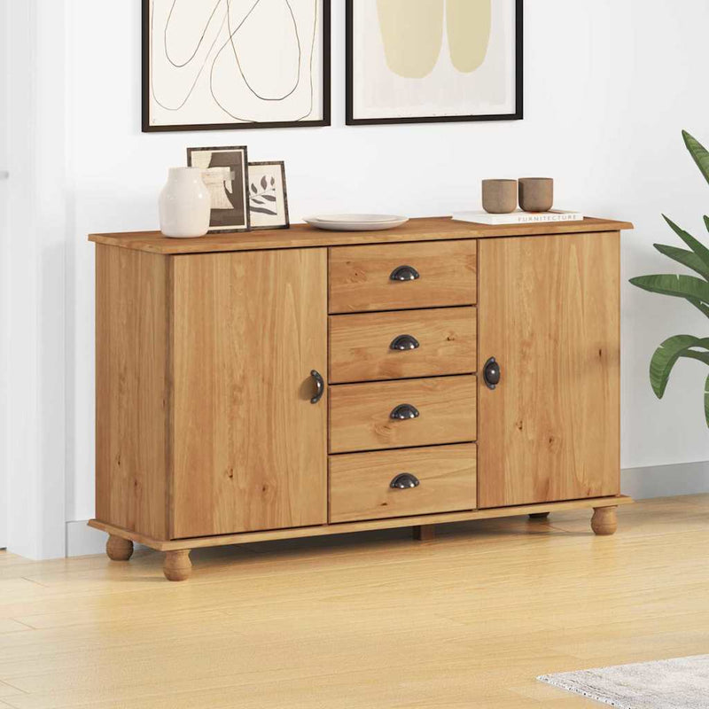 vidaXL Széf fiókkal Barna 133.5 x 40 x 79 cm Tömör fenyőfa