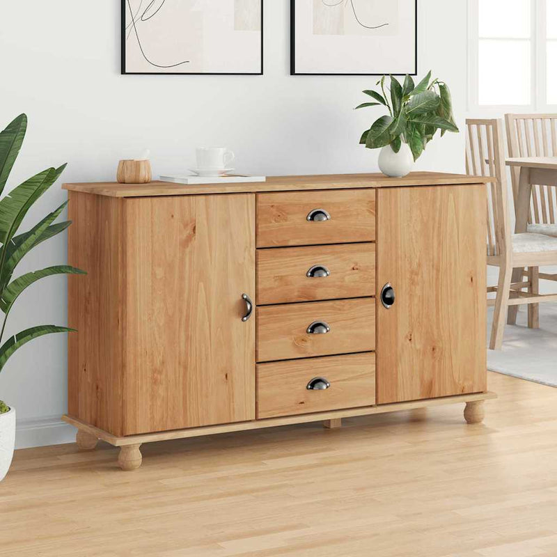 vidaXL Széf fiókkal Barna 133.5 x 40 x 79 cm Tömör fenyőfa