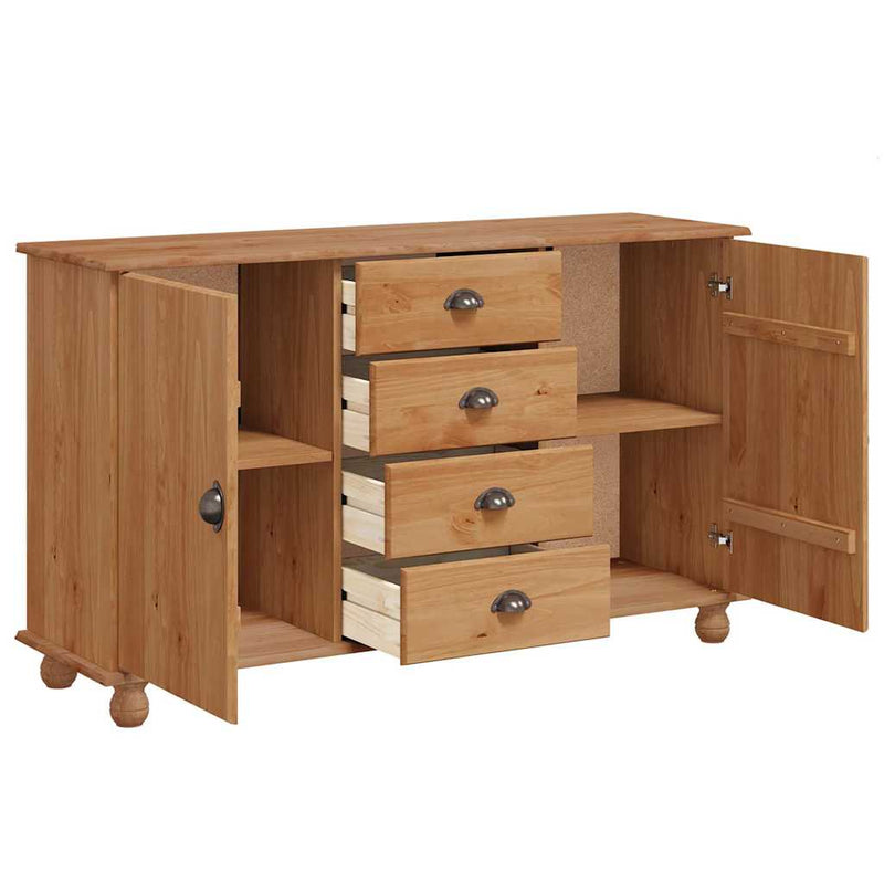 vidaXL Széf fiókkal Barna 133.5 x 40 x 79 cm Tömör fenyőfa