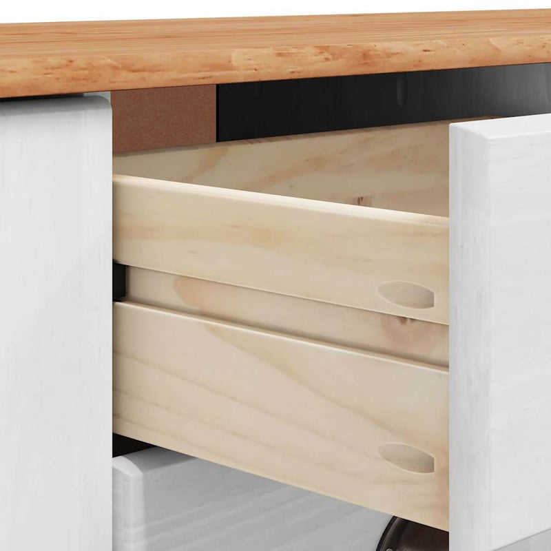 vidaXL Széf fiókkal Fehér 133.5 x 40 x 79 cm Tömör fenyőfa