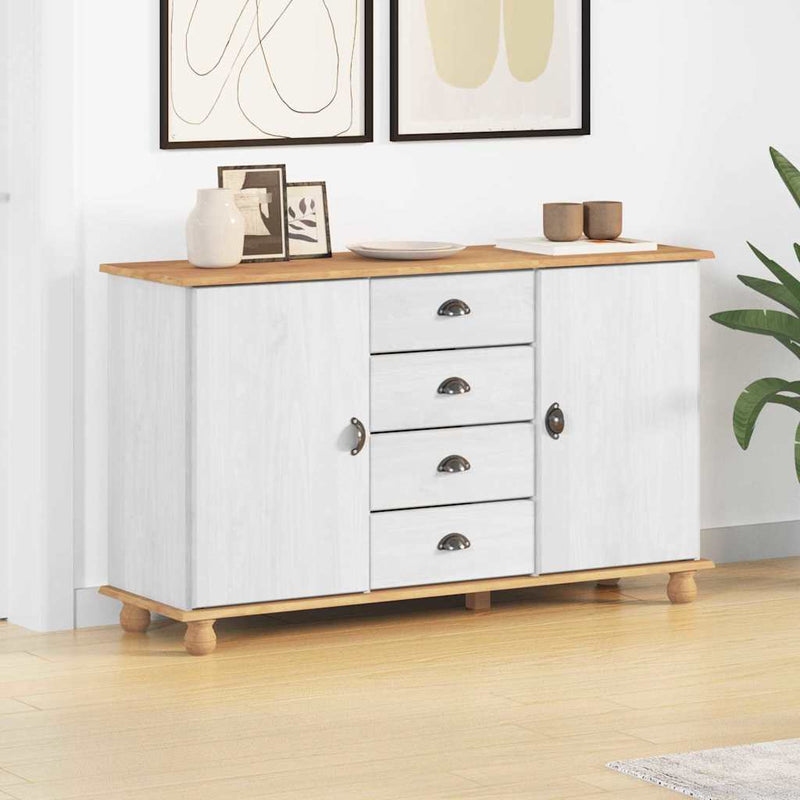 vidaXL Széf fiókkal Fehér 133.5 x 40 x 79 cm Tömör fenyőfa