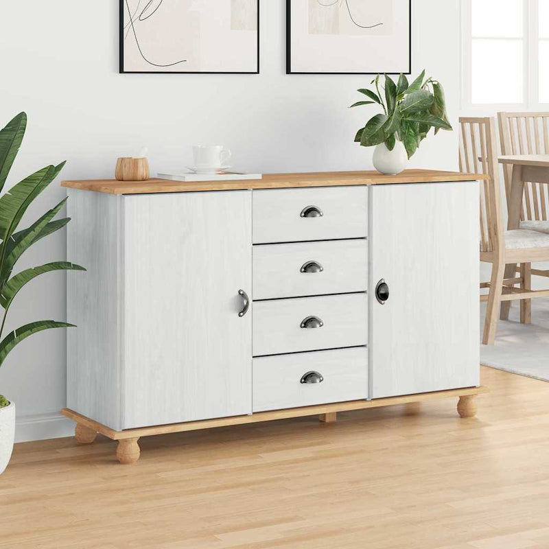 vidaXL Széf fiókkal Fehér 133.5 x 40 x 79 cm Tömör fenyőfa
