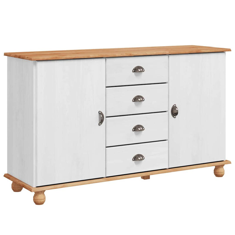 vidaXL Széf fiókkal Fehér 133.5 x 40 x 79 cm Tömör fenyőfa