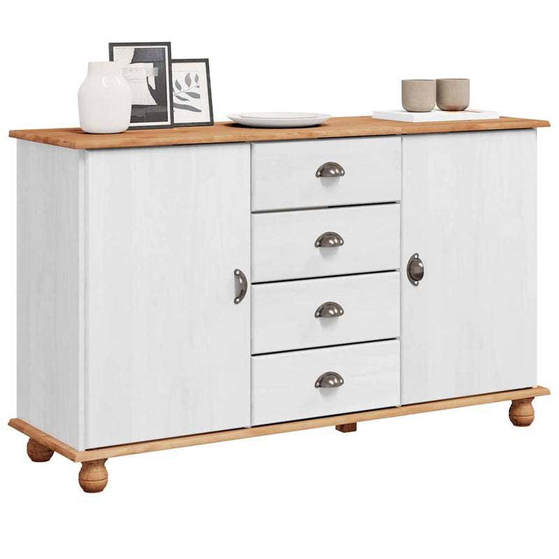vidaXL Széf fiókkal Fehér 133.5 x 40 x 79 cm Tömör fenyőfa