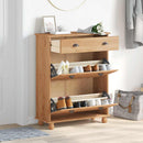 vidaXL Cipőszekrény fiókkal ASKIM Barna 85 x 35 x 108 cm Tömör fenyőfa