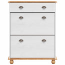 vidaXL Cipőszekrény fiókkal ASKIM Fehér 85 x 35 x 108 cm Tömör fenyőfa