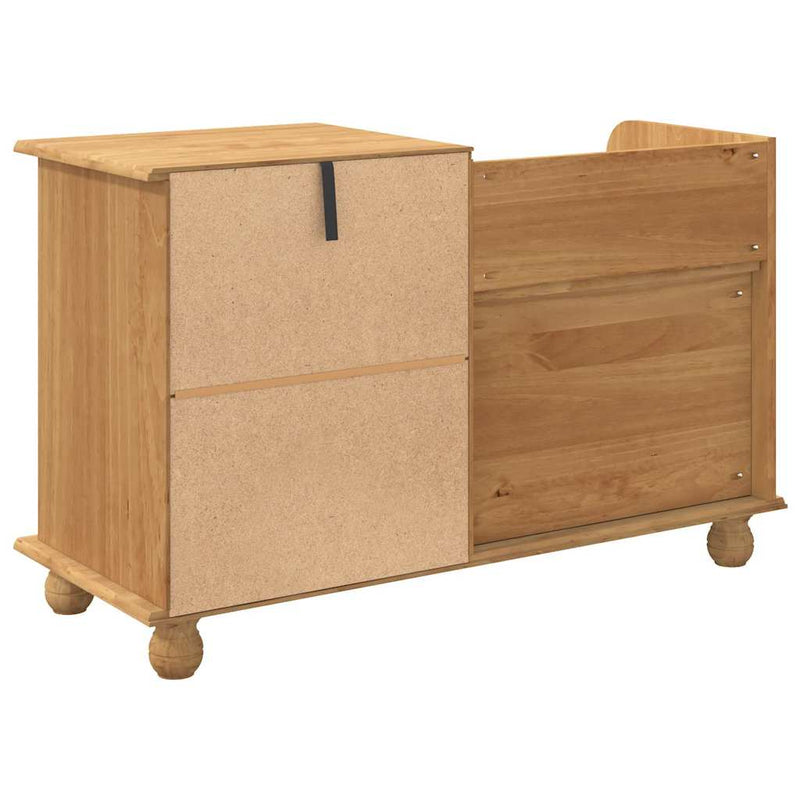 vidaXL Bejárati tárolópad ASKIM Barna 100 x 39 x 62 cm Tömör fenyőfa