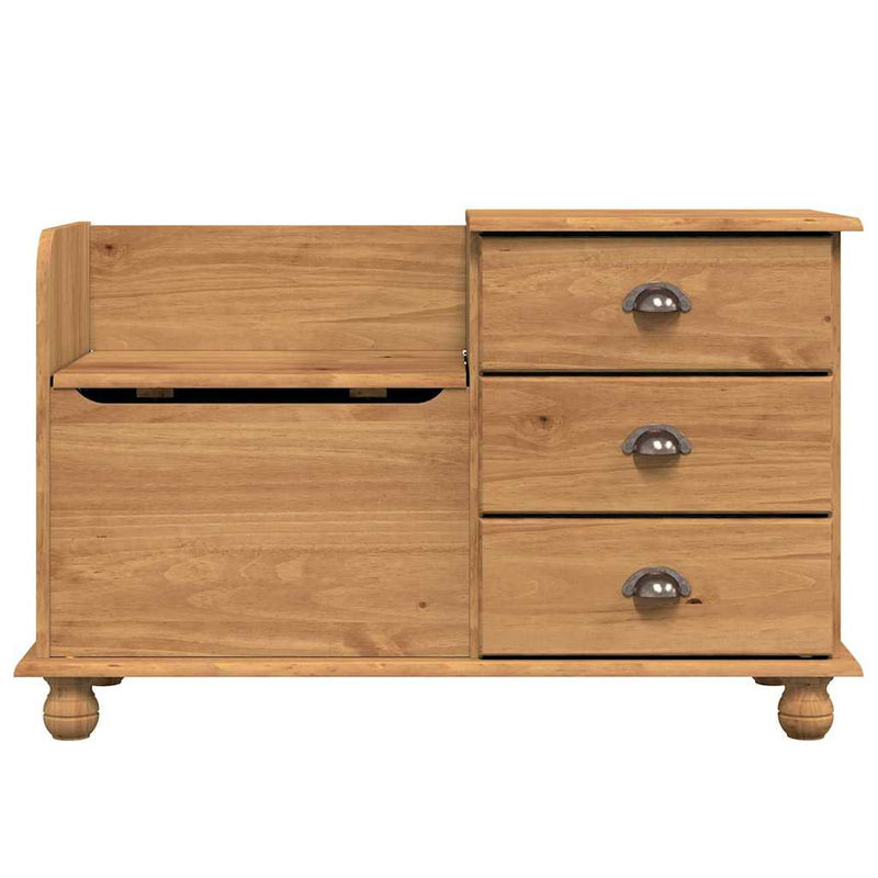 vidaXL Bejárati tárolópad ASKIM Barna 100 x 39 x 62 cm Tömör fenyőfa