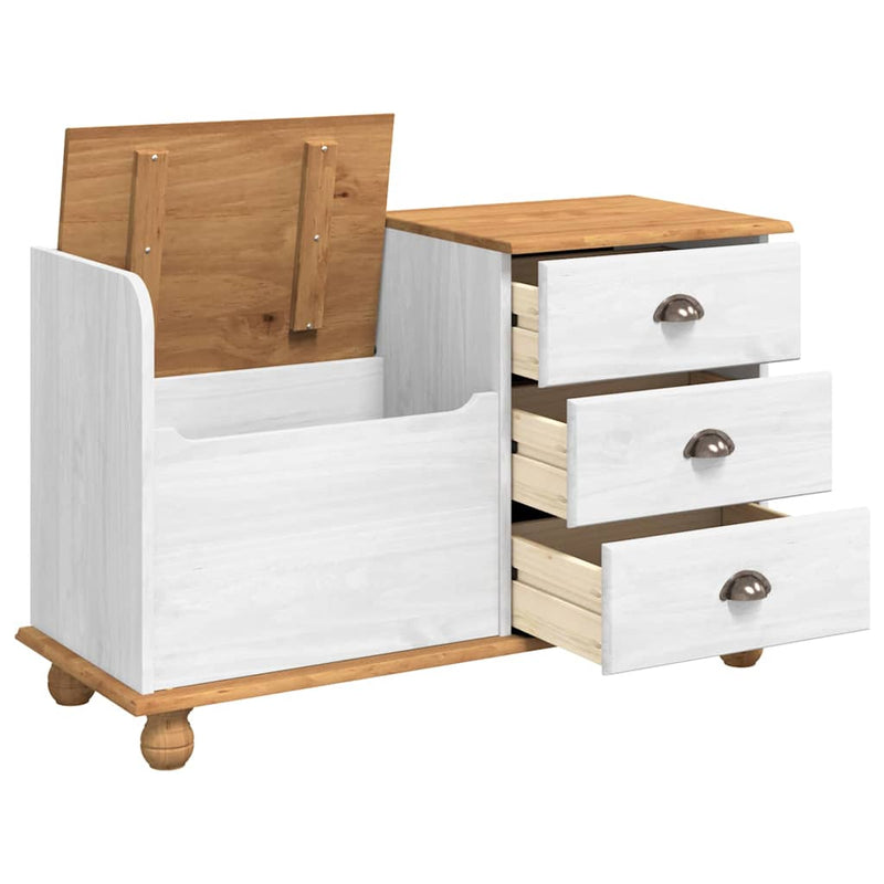 vidaXL Bejárati tárolópad ASKIM Fehér 100 x 39 x 62 cm Tömör fenyőfa
