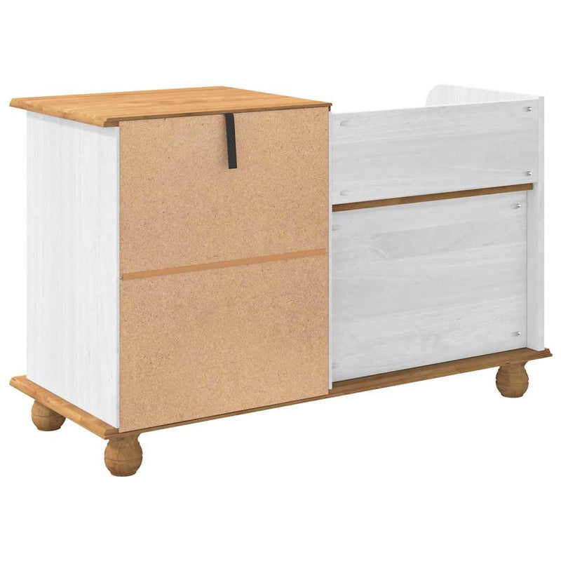 vidaXL Bejárati tárolópad ASKIM Fehér 100 x 39 x 62 cm Tömör fenyőfa