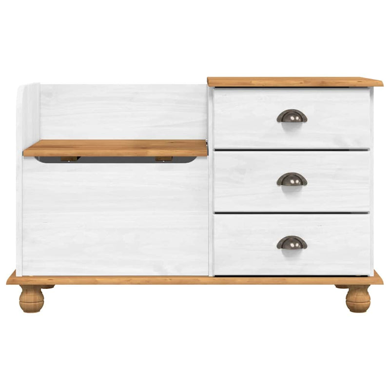 vidaXL Bejárati tárolópad ASKIM Fehér 100 x 39 x 62 cm Tömör fenyőfa