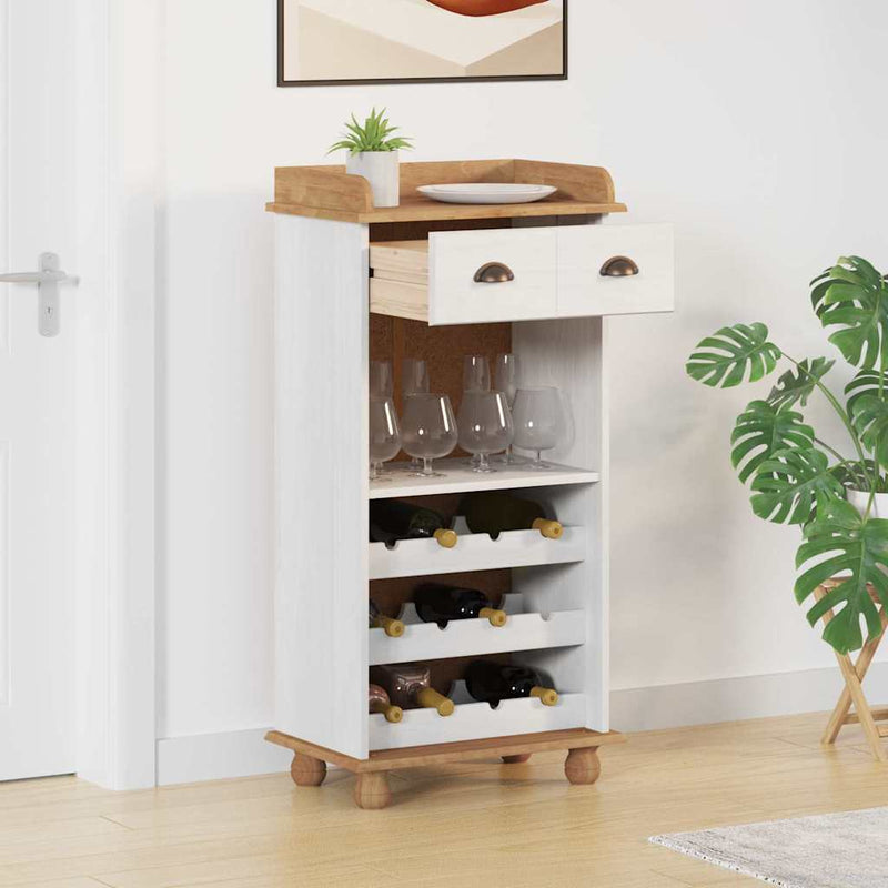 vidaXL Bor szekrény Fehér 57 x 37 x 114 cm Tömör fenyőfa