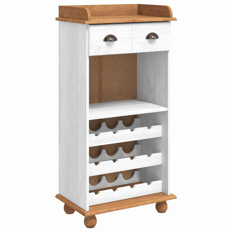 vidaXL Bor szekrény Fehér 57 x 37 x 114 cm Tömör fenyőfa