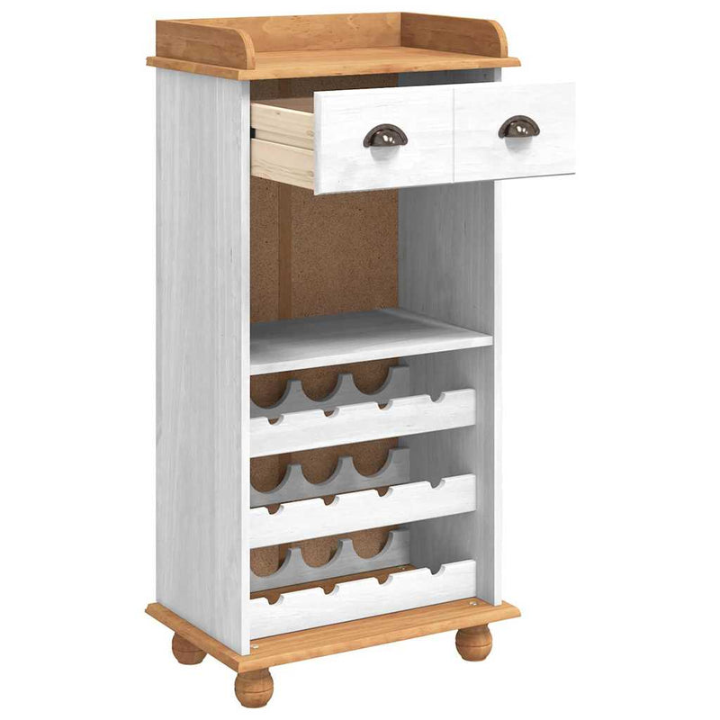 vidaXL Bor szekrény Fehér 57 x 37 x 114 cm Tömör fenyőfa