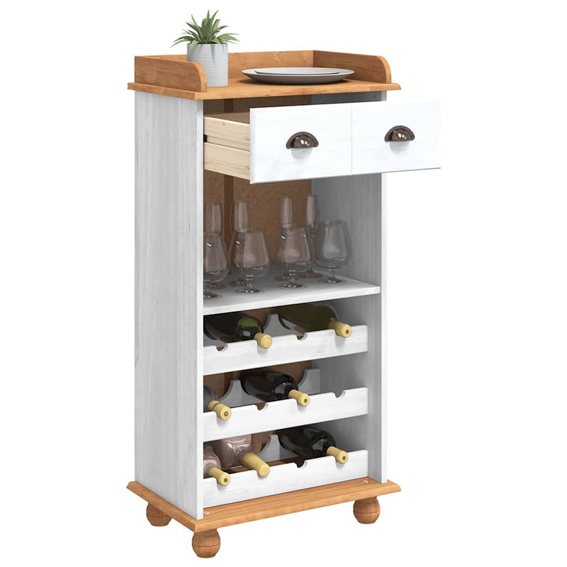 vidaXL Bor szekrény Fehér 57 x 37 x 114 cm Tömör fenyőfa