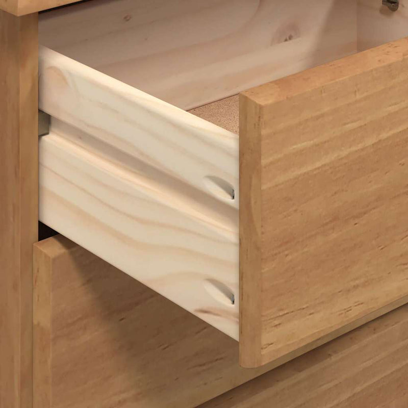 vidaXL Asztal fiókkal ASKIM Barna 95 x 40 x 75 cm Tömör fenyőfa