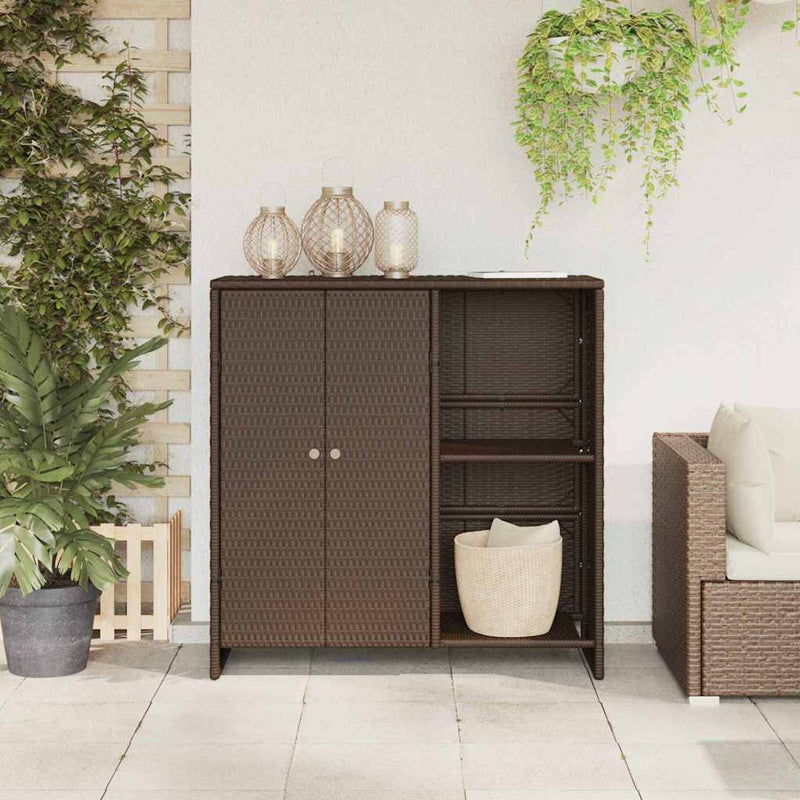 vidaXL Tárolószekrény tárolóval ajtóval Barna 100 x 36 x 102 cm Rattan
