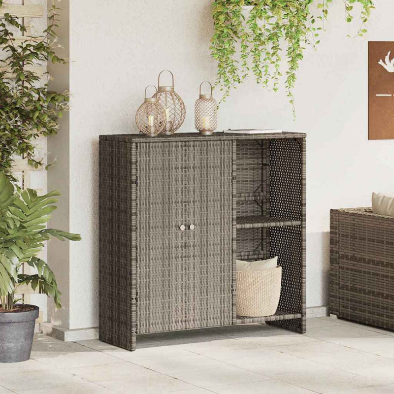 vidaXL Tárolószekrény tárolóval Szürke 100 x 36 x 102 cm Rattan