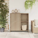vidaXL Tárolószekrény polcokkal ajtóval Bézs 100 x 36 x 102 cm Rattan