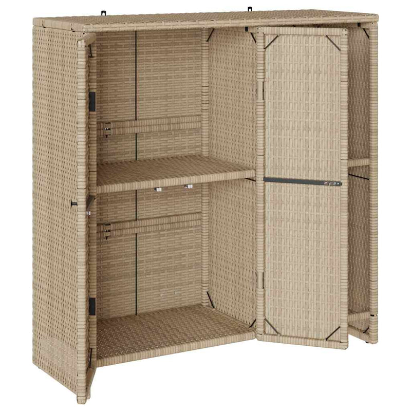 vidaXL Tárolószekrény tárolóval ajtóval Bézs 100 x 36 x 102 cm Rattan