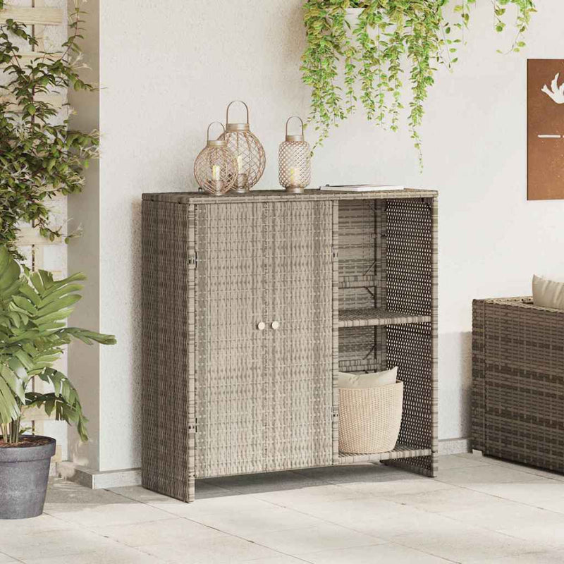 vidaXL Tárolószekrény tárolóval Világosszürke 100 x 36 x 102 cm Rattan