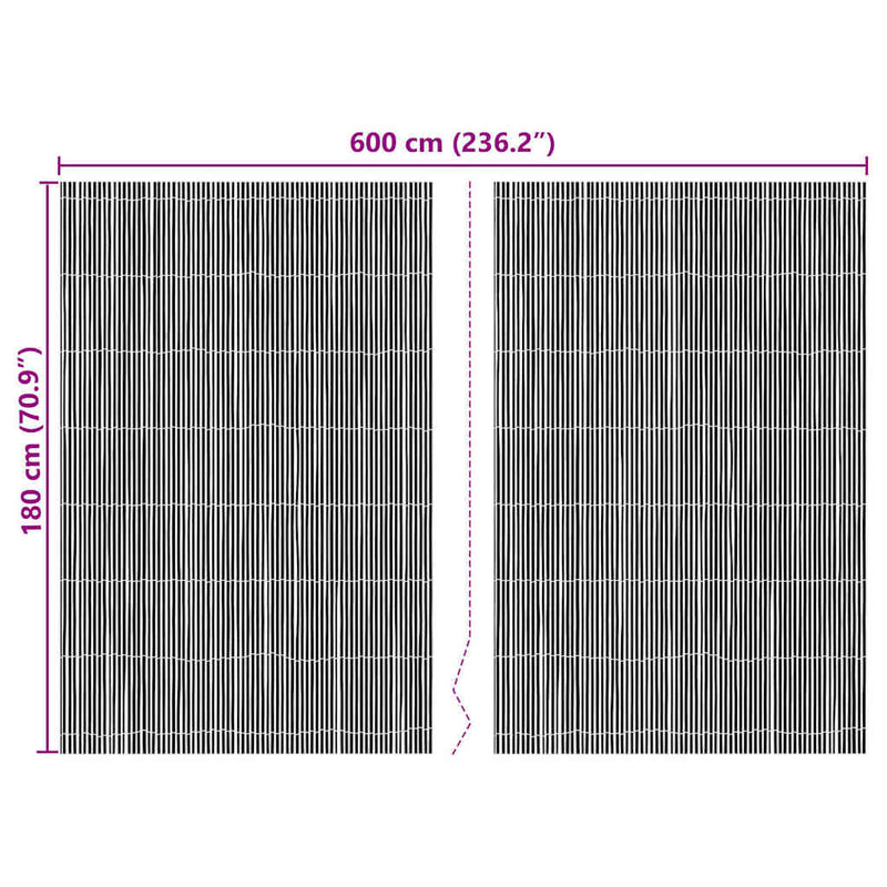 vidaXL Bambusz kerítés Barna 600 x 180 cm bambusz