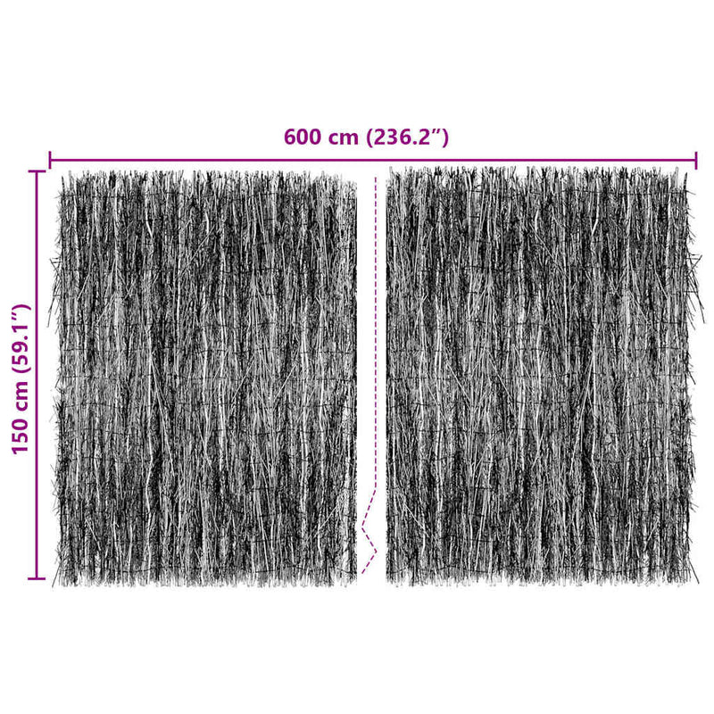 vidaXL Rőzsekerítés Barna 600 x 150 cm Bársony