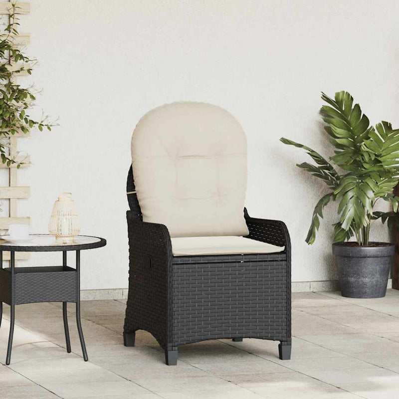 vidaXL Fotel ágy Fekete 56 x 66 x 95 cm polirattan