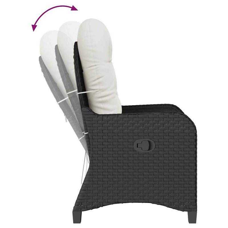 vidaXL Fotel ágy Fekete 56 x 66 x 95 cm polirattan